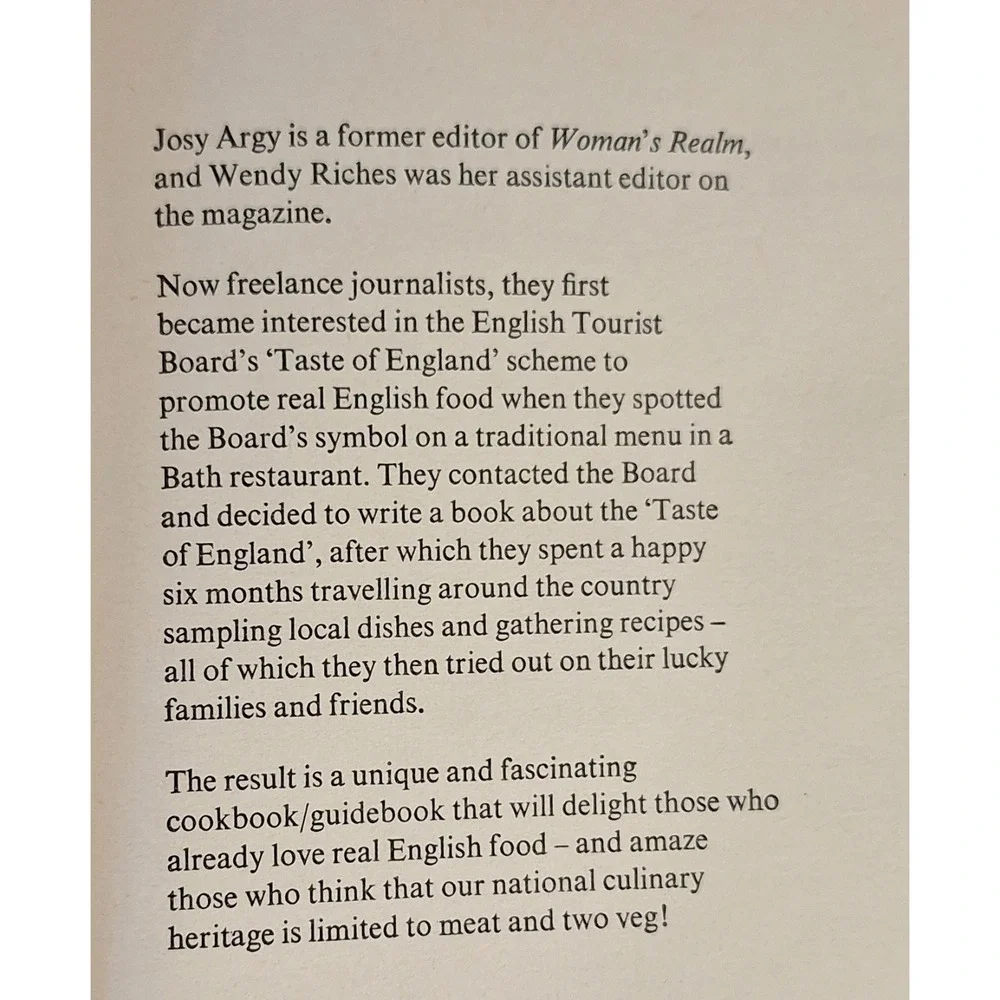 A Taste Of England By Josy Argy‎ & Wendy Riches Cook Book Tradition English Food